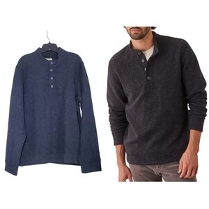 Marine Layer Pacifica Stretch Twill Pullover Herringbone Buttons Longsleeve